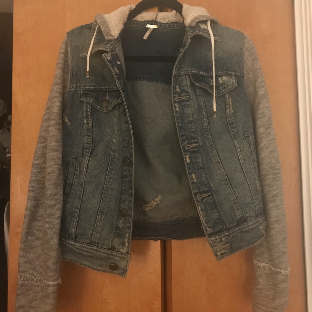 Free People jean jacket/hoodie size small